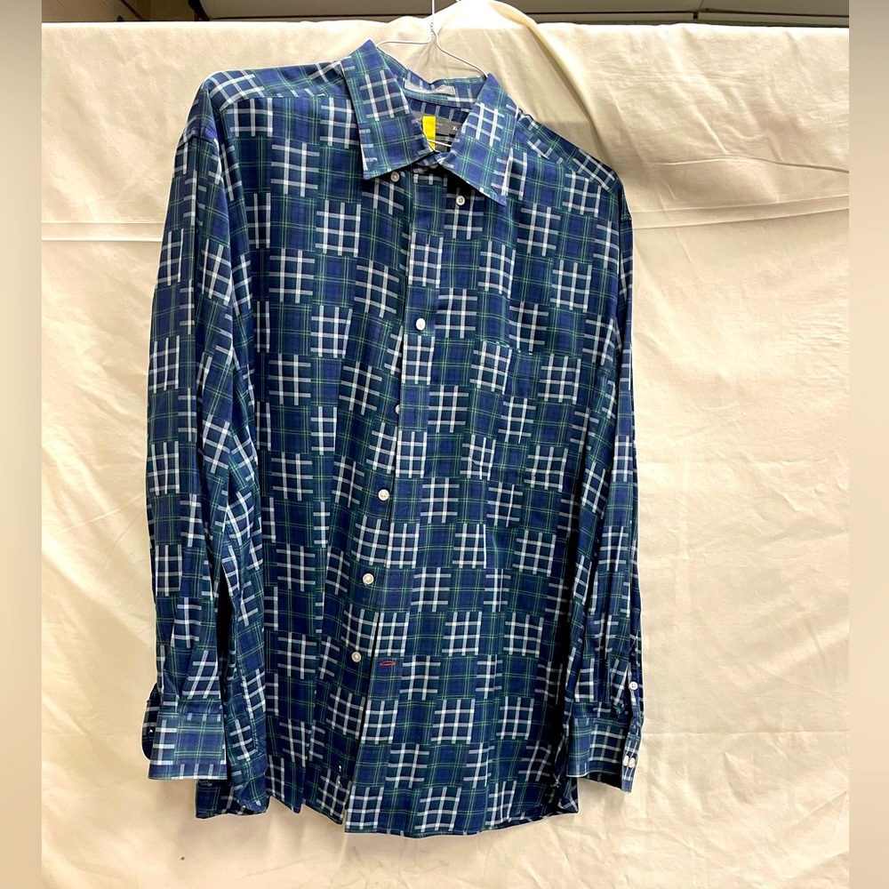 Daniel Cremieux Mens XL Blue Green Button Down Dress Shirt